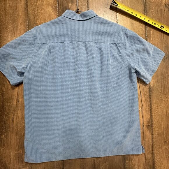 Royal Robbins Mens Button Shirt Size L Soft Blue Plaid Relaxed Fit Short Sleeve - Picture 2 of 7